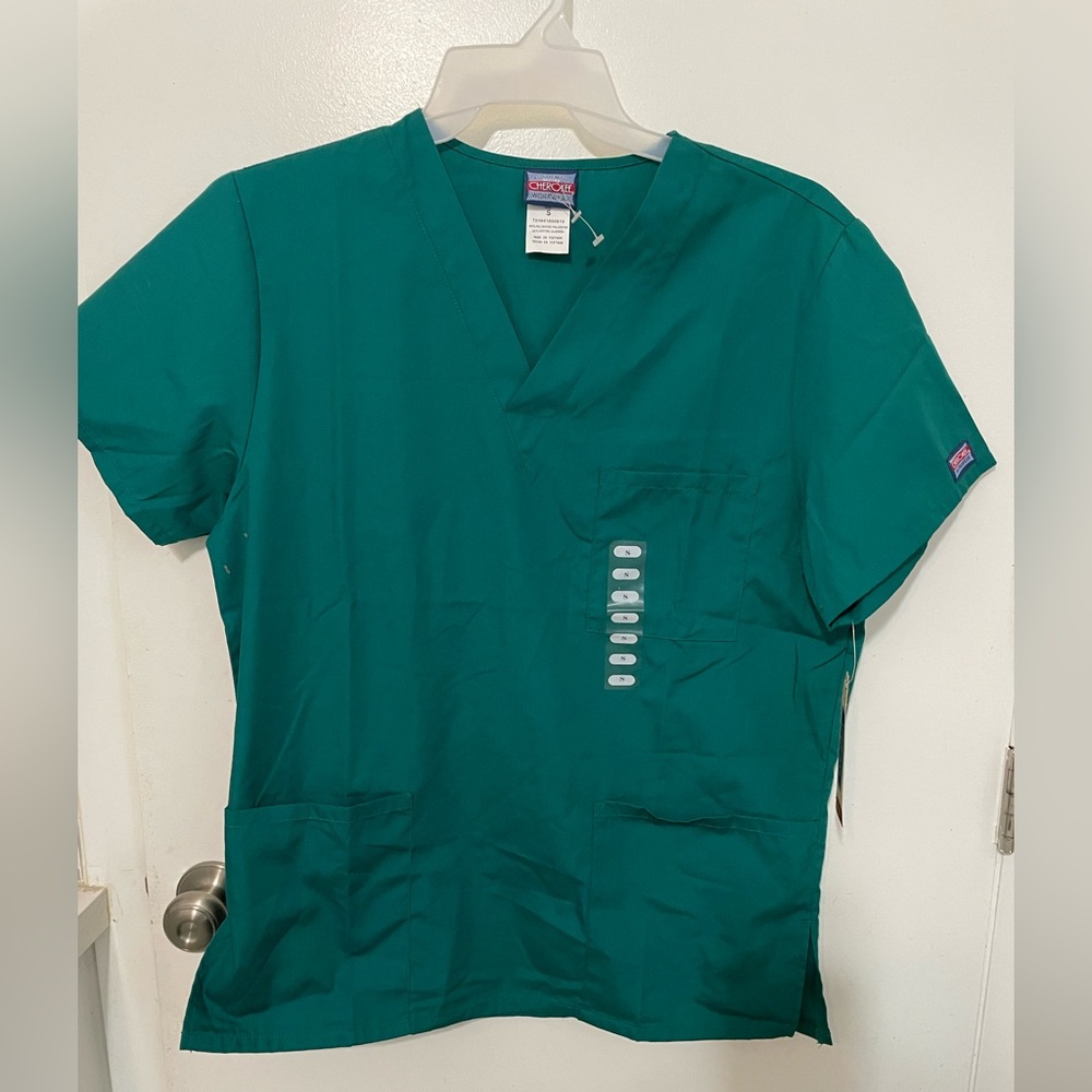 Cherokee Unisex short sleeve hunter green classic Medical Nursing scrub top S